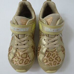 Tsukihoshi Rainbow Child Shoes in Gold/Leopard, Size 10